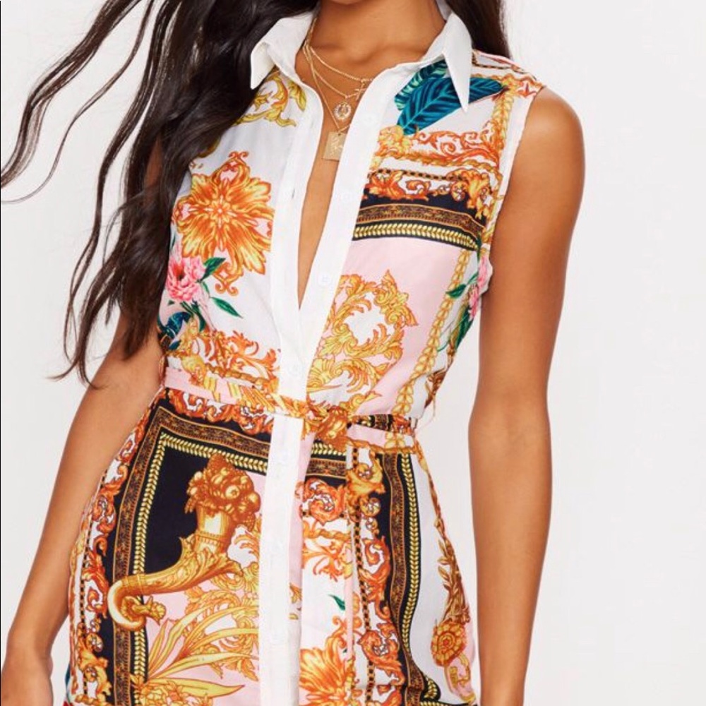 Scarf print shirt dress *NEW*